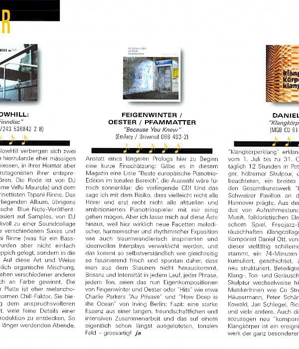 Hans Feigenwinter, Bänz Öster, Norbert Pfammatter – Review