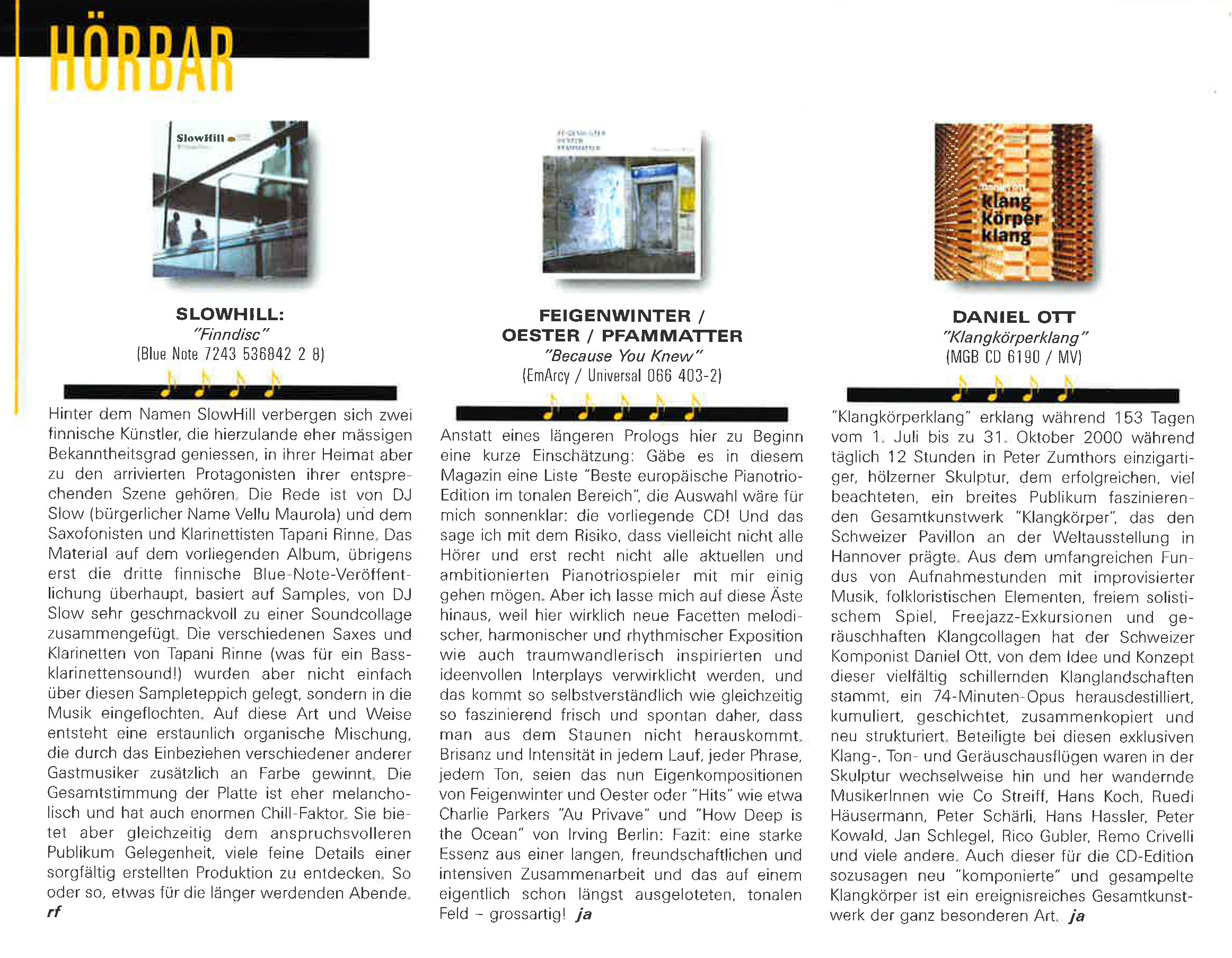 Hans Feigenwinter, Bänz Öster, Norbert Pfammatter – Review