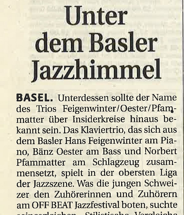 Hans Feigenwinter, Bänz Öster, Norbert Pfammatter – Review