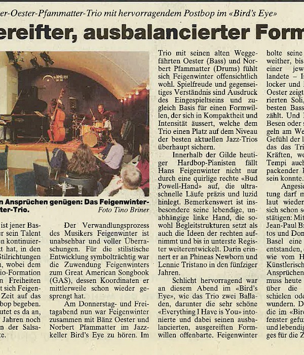 Hans Feigenwinter, Bänz Öster, Norbert Pfammatter – Review