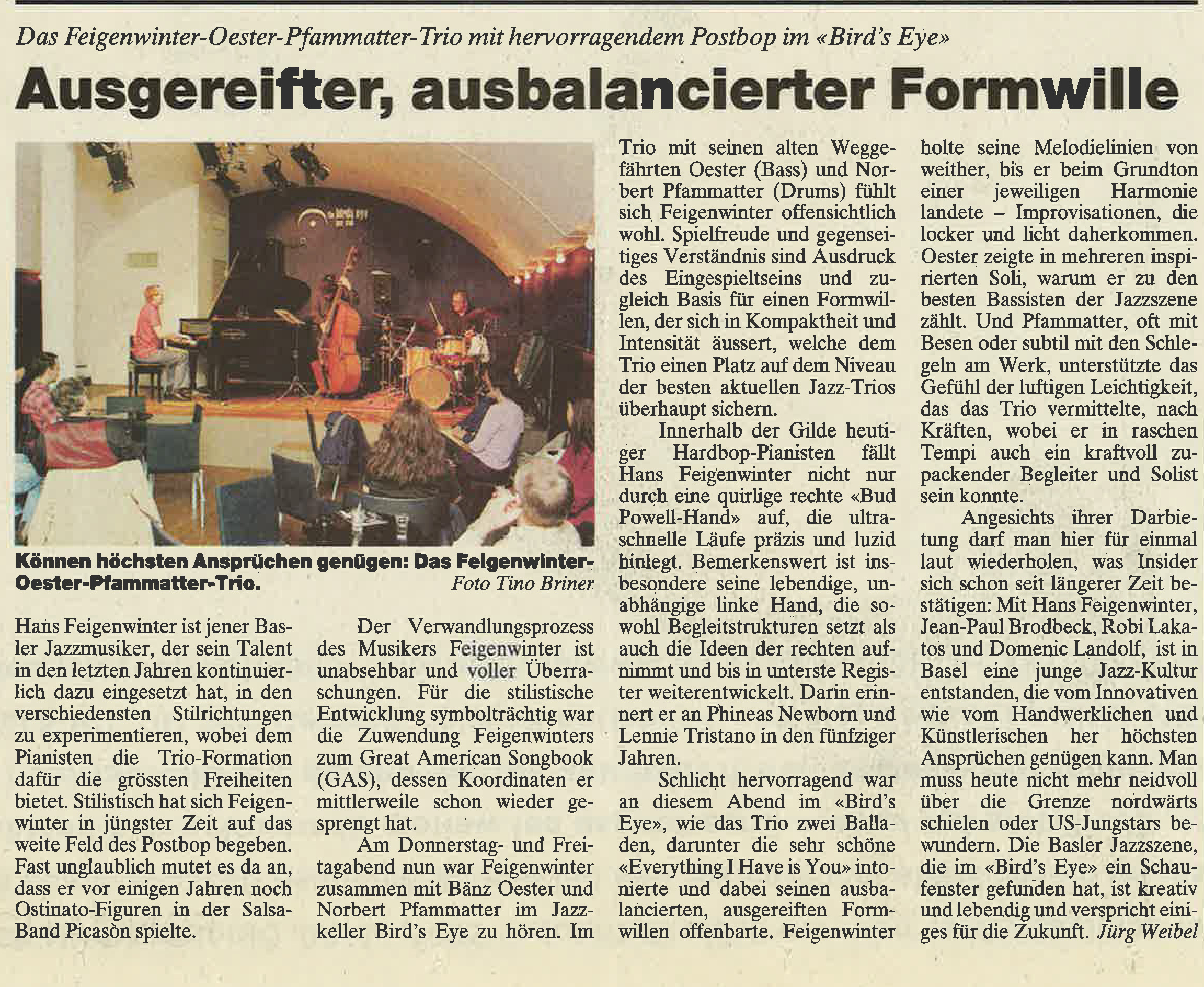 Hans Feigenwinter, Bänz Öster, Norbert Pfammatter – Review