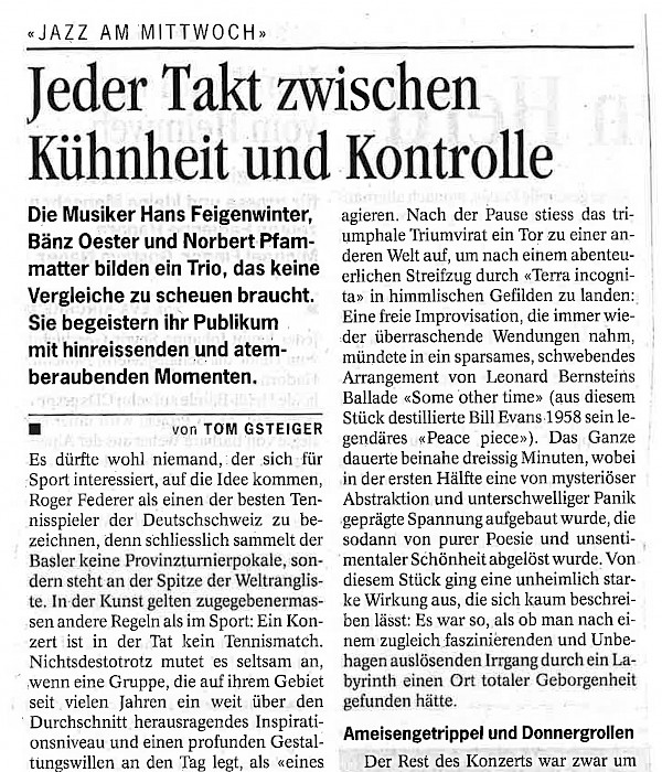 Hans Feigenwinter, Bänz Öster, Norbert Pfammatter – Review